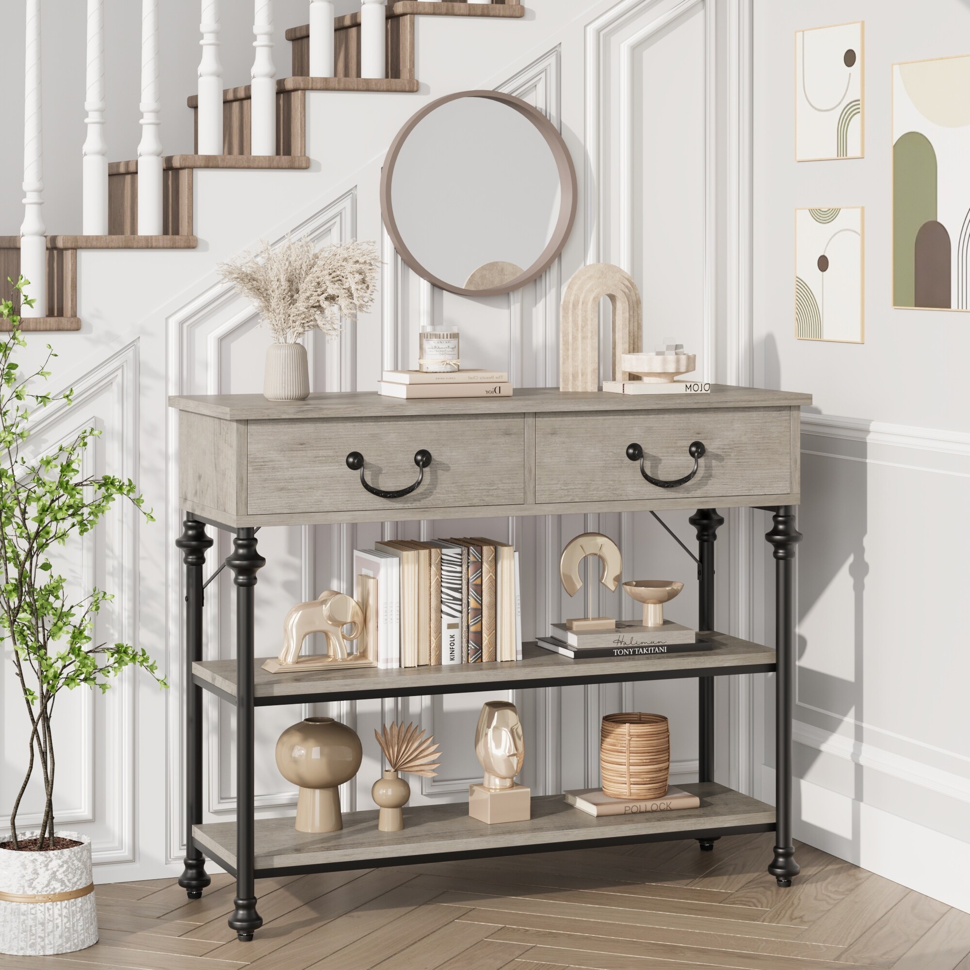 Shabby chic console table with drawers discount